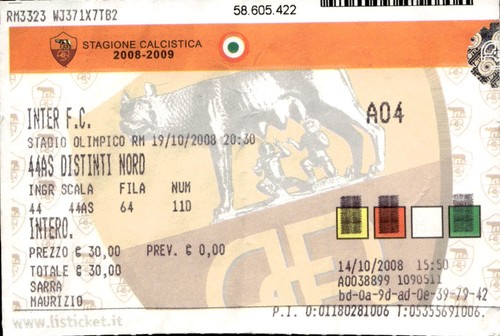 Biglietto stadio roma inter - stadio, vs