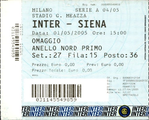 Biglietto stadio inter - inter, siena