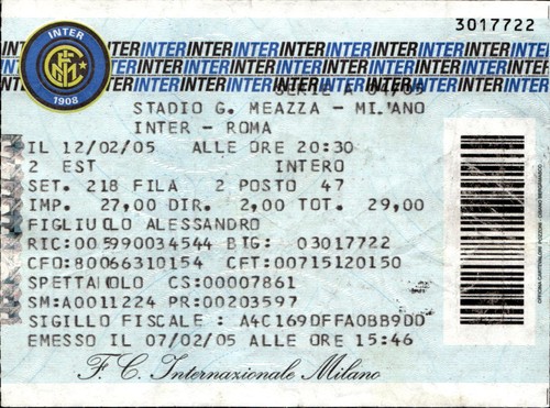 Biglietto stadio inter - inter, vs