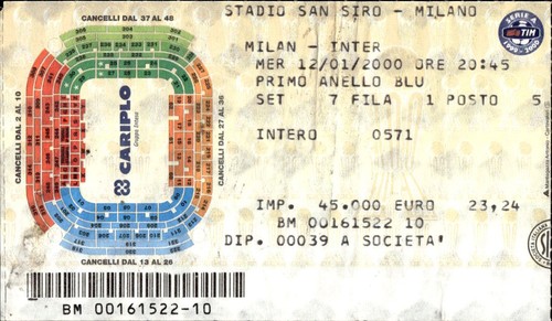 Biglietto stadio milan - biglietto, inter