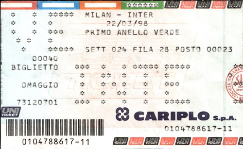 Biglietto stadio milan - biglietto, inter