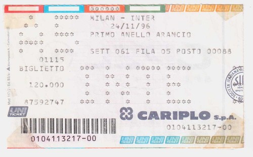 54344 209 biglietto stadio - biglietto,