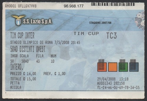 Biglietto stadio ticket lazio - biglietto,