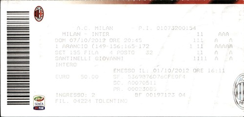 Biglietto stadio milan - biglietto,