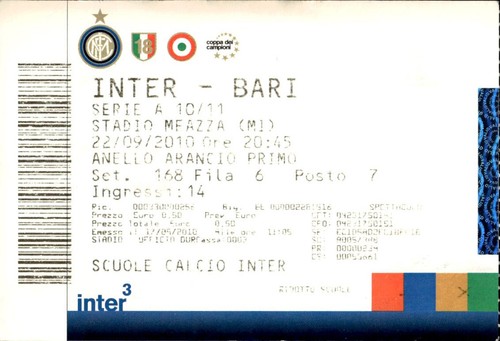 Biglietto inter bari serie - biglietto, a