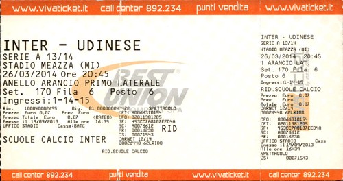 Biglietto stadio inter udinese - stadio,