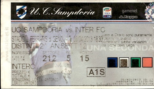 Biglietto stadio sampdoria - biglietto,