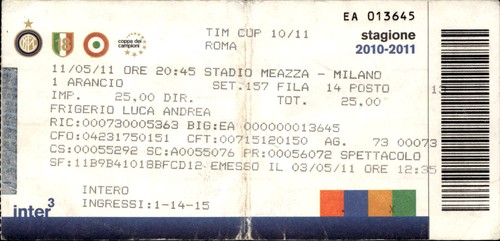 Biglietto stadio tim cup inter - biglietto,