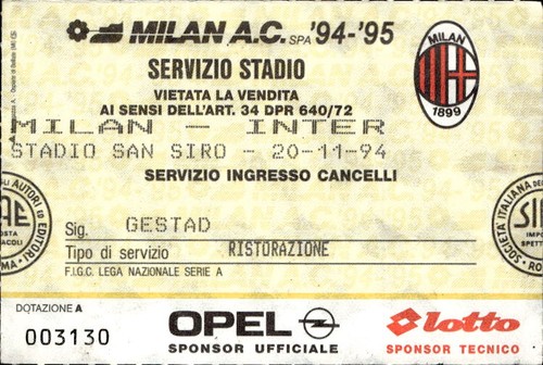 Biglietto stadio milan vs - biglietto,